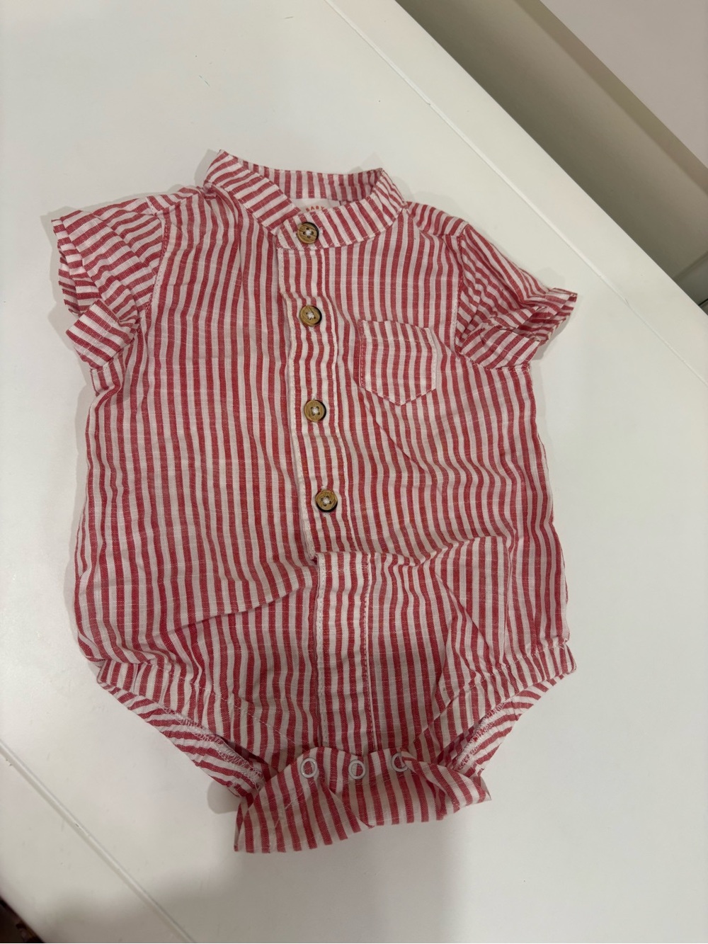 Cat & Jack Red and White Striped Short-Sleeve Romper